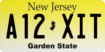 NJ license plate A12XIT