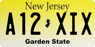 NJ license plate A12XIX