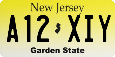 NJ license plate A12XIY