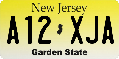 NJ license plate A12XJA