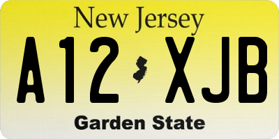 NJ license plate A12XJB