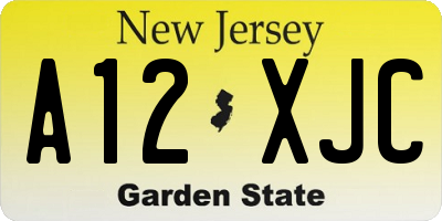 NJ license plate A12XJC