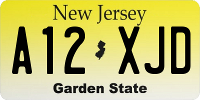 NJ license plate A12XJD