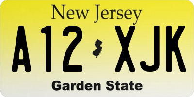 NJ license plate A12XJK
