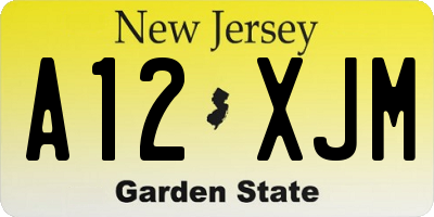 NJ license plate A12XJM