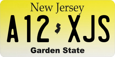 NJ license plate A12XJS