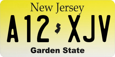 NJ license plate A12XJV