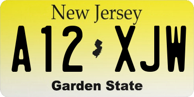 NJ license plate A12XJW