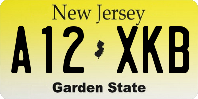 NJ license plate A12XKB