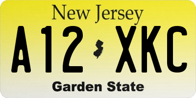 NJ license plate A12XKC