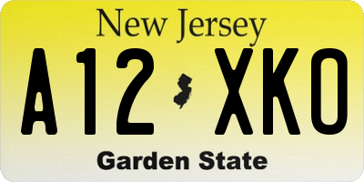 NJ license plate A12XKO