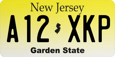 NJ license plate A12XKP