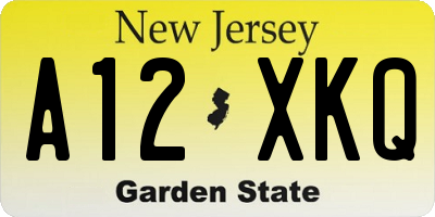 NJ license plate A12XKQ