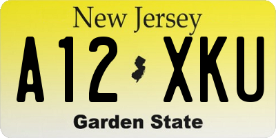 NJ license plate A12XKU