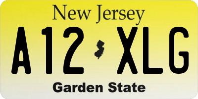 NJ license plate A12XLG
