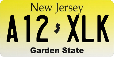 NJ license plate A12XLK
