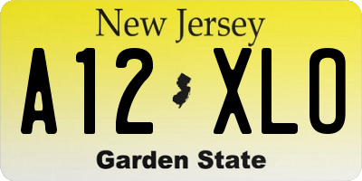 NJ license plate A12XLO