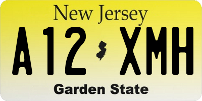 NJ license plate A12XMH