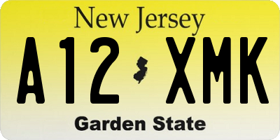 NJ license plate A12XMK