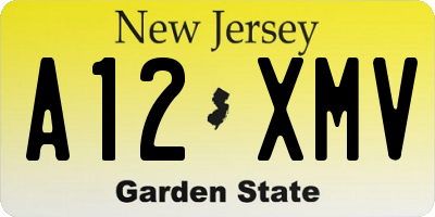 NJ license plate A12XMV