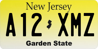 NJ license plate A12XMZ