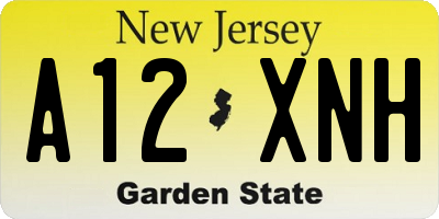 NJ license plate A12XNH