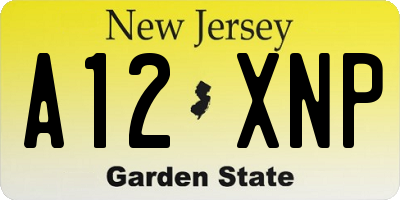 NJ license plate A12XNP