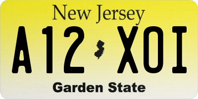 NJ license plate A12XOI