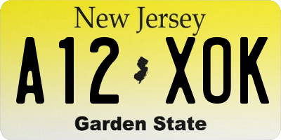 NJ license plate A12XOK