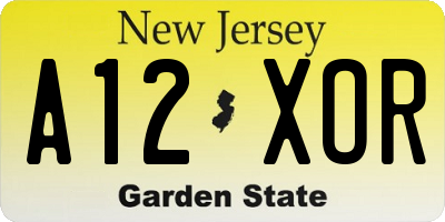 NJ license plate A12XOR