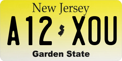 NJ license plate A12XOU