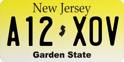 NJ license plate A12XOV