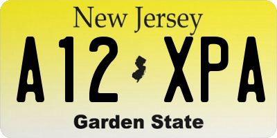 NJ license plate A12XPA