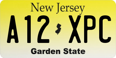 NJ license plate A12XPC