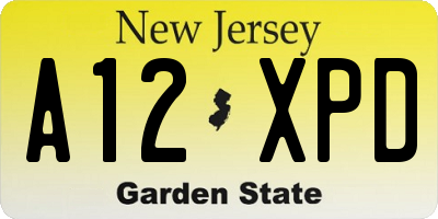 NJ license plate A12XPD
