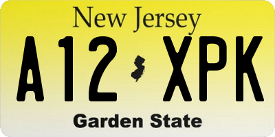 NJ license plate A12XPK