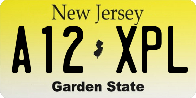 NJ license plate A12XPL