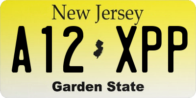 NJ license plate A12XPP