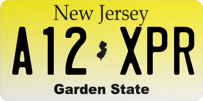 NJ license plate A12XPR
