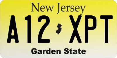NJ license plate A12XPT
