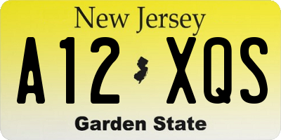 NJ license plate A12XQS
