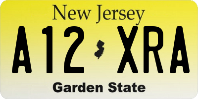 NJ license plate A12XRA