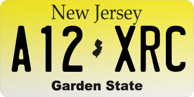 NJ license plate A12XRC