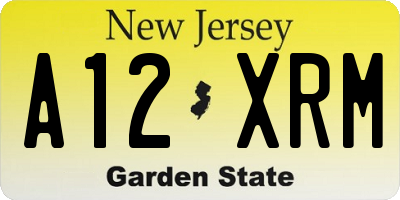 NJ license plate A12XRM