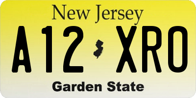 NJ license plate A12XRO
