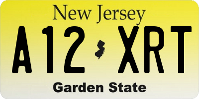NJ license plate A12XRT