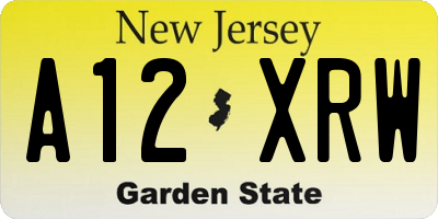 NJ license plate A12XRW