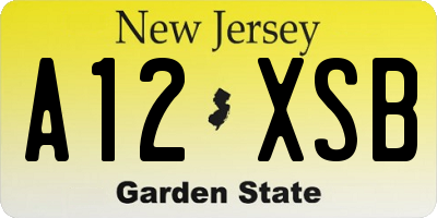 NJ license plate A12XSB