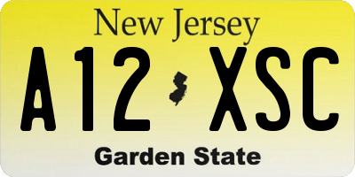 NJ license plate A12XSC