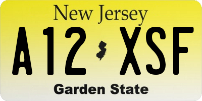 NJ license plate A12XSF